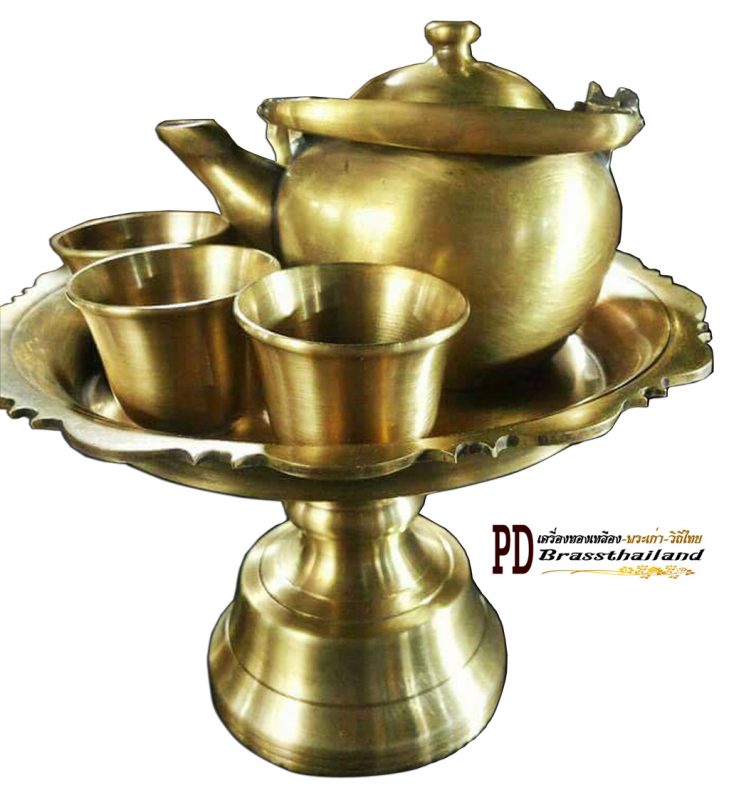 ชุดกาน้ำชาทองเหลือง (กาปั้นน้ำชาทองเหลือง)_พีดีเครื่องทองเหลือง