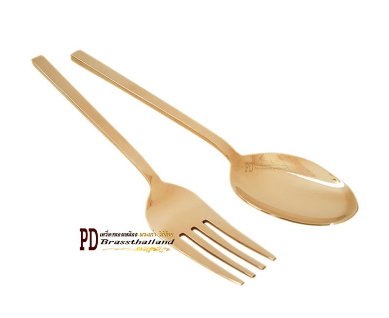 ช้อนส้อมทองเหลืองลายเรียบ fork spoon smooth